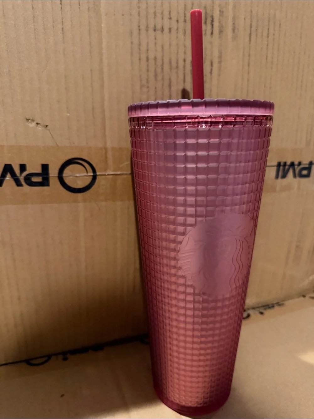 Starbucks Textured Pink Tall Tumbler with Straw